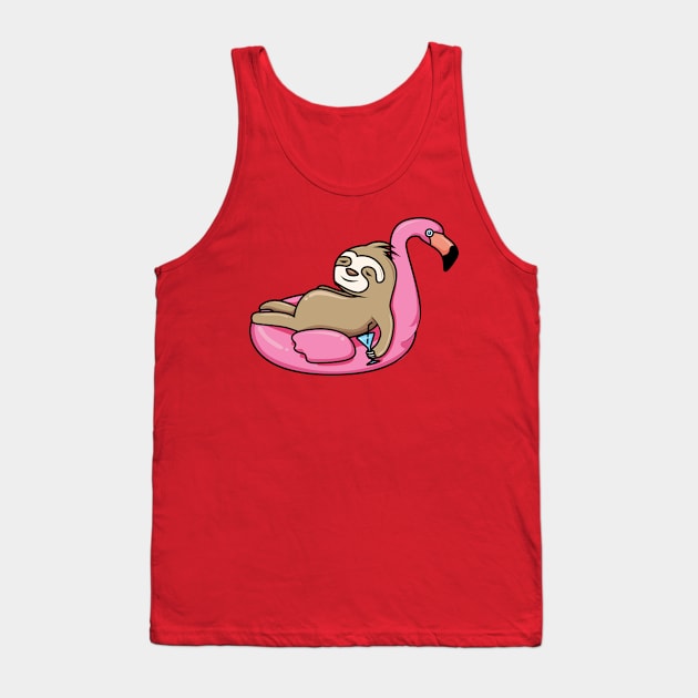 A lazy sloth floating on a flamingo Tank Top by psanchez